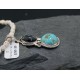 Rare Handmade Certified Authentic Navajo .925 Sterling Silver Natural Snowflake Obsidian and Turquoise Native American Necklace 370838744990