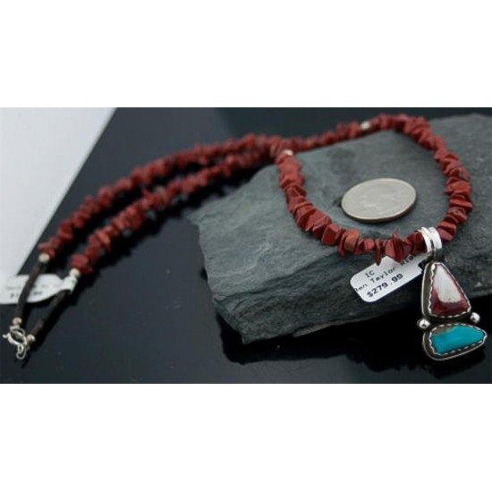 Rare Handmade Certified Authentic Navajo .925 Sterling Silver Natural Turquoise and Spiny Oyster Native American Necklace 370840033802 Rare Handmade Certified Authentic Navajo .925 Sterling Silver Natural Turquoise and Spiny Oyster Native American Necklace 370840033802