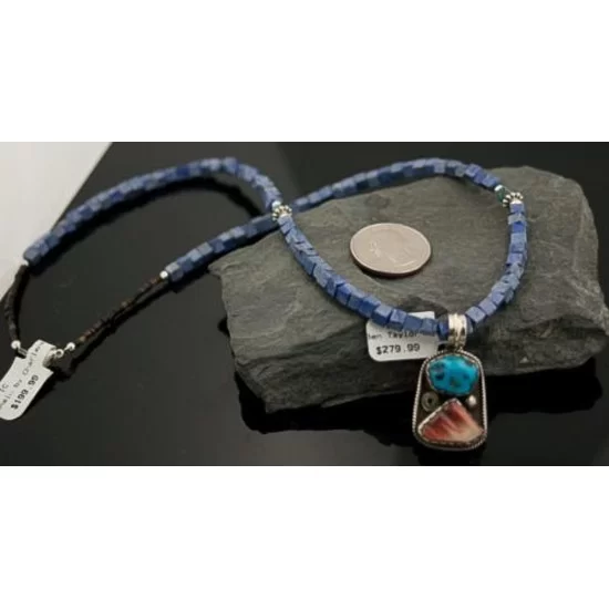 Rare Handmade Certified Authentic Navajo .925 Sterling Silver Natural Turquoise and Spiny Oyster Native American Necklace 390613921450 Rare Handmade Certified Authentic Navajo .925 Sterling Silver Natural Turquoise and Spiny Oyster Native American Necklace 390613921450