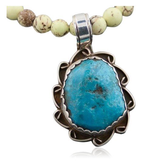 REAL Handmade Certified Authentic Navajo Native .925 Sterling Silver Turquoise Native American Necklace 390572759515