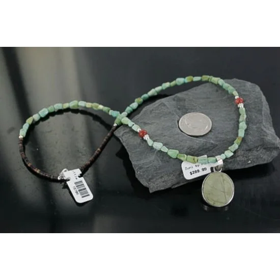 Real Handmade Inlaid Certified Authentic Zuni .925 Sterling Silver Boulder Turquoise Native American Necklace 390678420543 Real Handmade Inlaid Certified Authentic Zuni .925 Sterling Silver Boulder Turquoise Native American Necklace 390678420543