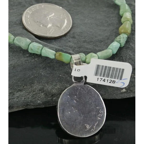 Real Handmade Inlaid Certified Authentic Zuni .925 Sterling Silver Boulder Turquoise Native American Necklace 390678420543 Real Handmade Inlaid Certified Authentic Zuni .925 Sterling Silver Boulder Turquoise Native American Necklace 390678420543