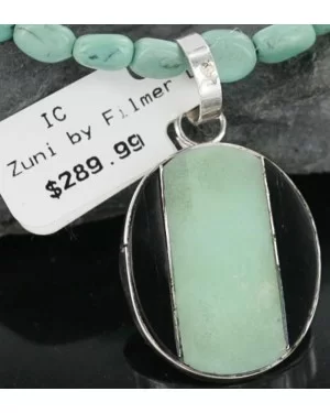 Real Handmade Inlaid Certified Authentic Zuni .925 Sterling Silver Quartz and Black Onyx Native American Necklace 370913529795 Real Handmade Inlaid Certified Authentic Zuni .925 Sterling Silver Quartz and Black Onyx Native American Necklace 370913529795
