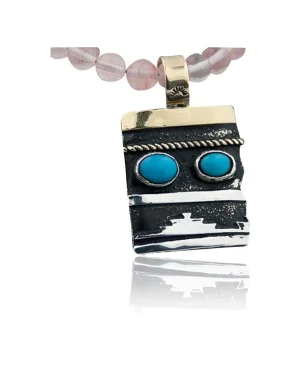 Real Handmade Mountain Certified Authentic Navajo .925 Sterling Silver 12kt Gold Filled Turquoise Native American Necklace 370812723041