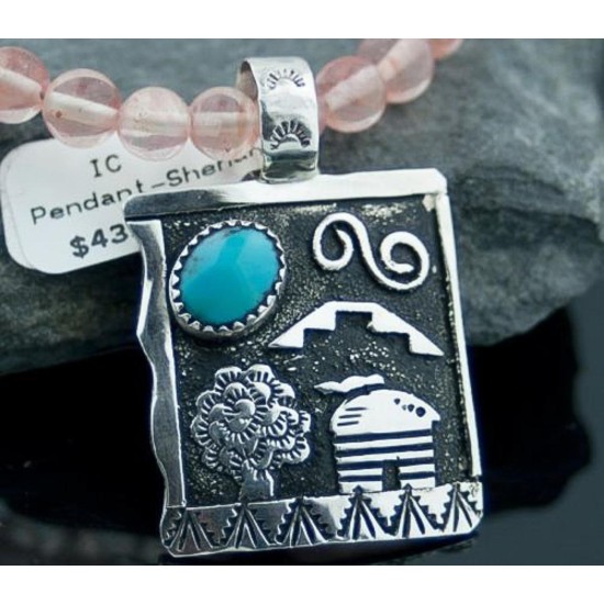 Real Handmade Storyteller Turquoise Certified Authentic .925 Sterling Silver Navajo Native American Necklace 370808224527