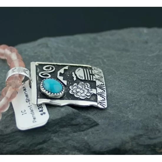 Real Handmade Storyteller Turquoise Certified Authentic .925 Sterling Silver Navajo Native American Necklace 370808224527