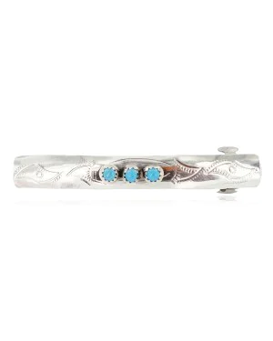 Silver Certified Authentic Handmade Navajo Natural Turquoise Native American Hair Barrette 10346-3