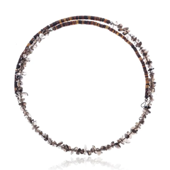 Smoky Quartz Certified Authentic Navajo Native American Adjustable Choker Wrap Necklace 25576 Smoky Quartz Certified Authentic Navajo Native American Adjustable Choker Wrap Necklace 25576