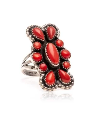 Spiny Oyster .925 Sterling Silver Certified Authentic Navajo Native American Handmade Ring 13206