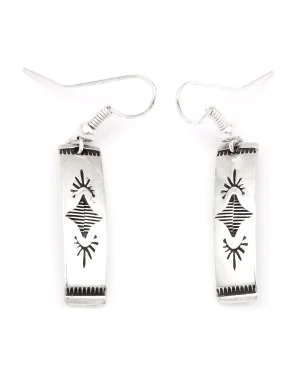 Star .925 Sterling Silver Certified Authentic Handmade Navajo Native American Earrings 27259-1