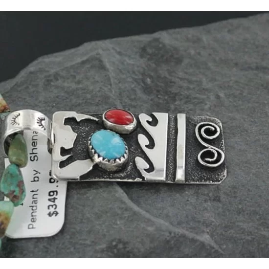 Sterling .925 Sterling Silver Handmade Wave Certified Authentic Navajo Turquoise Native American Necklace 390667520150 Sterling .925 Sterling Silver Handmade Wave Certified Authentic Navajo Turquoise Native American Necklace 390667520150