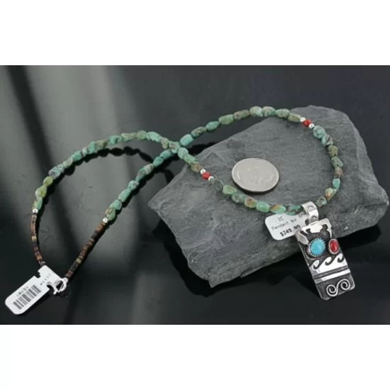 Sterling .925 Sterling Silver Handmade Wave Certified Authentic Navajo Turquoise Native American Necklace 390667520150 Sterling .925 Sterling Silver Handmade Wave Certified Authentic Navajo Turquoise Native American Necklace 390667520150