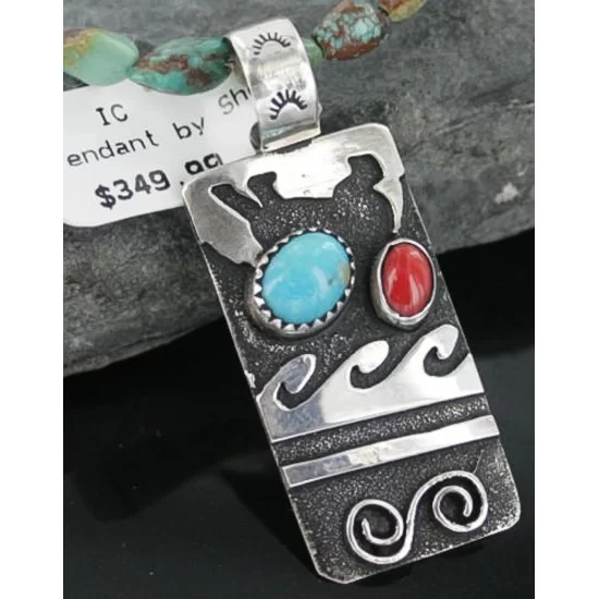 Sterling .925 Sterling Silver Handmade Wave Certified Authentic Navajo Turquoise Native American Necklace 390667520150 Sterling .925 Sterling Silver Handmade Wave Certified Authentic Navajo Turquoise Native American Necklace 390667520150