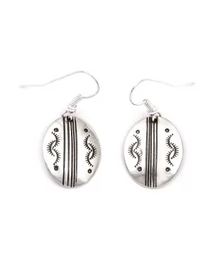 Sun .925 Starling Silver Certified Authentic Handmade Navajo Native American Earrings 27260-5 Sun .925 Starling Silver Certified Authentic Handmade Navajo Native American Earrings 27260-5