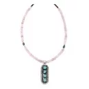 Sun .925 Sterling Silver Handmade Navajo Native American Natural Turquoise And Rose Quartz Necklace And Pendant 370929328033