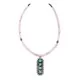 Sun .925 Sterling Silver Certified Authentic Handmade Navajo Native American Natural Turquoise And Rose Quartz Necklace And Pendant   370929328033