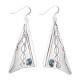 Sun .925 Sterling Silver Certified Authentic Handmade Navajo Native American Natural Turquoise Large Dangle Earrings 27256