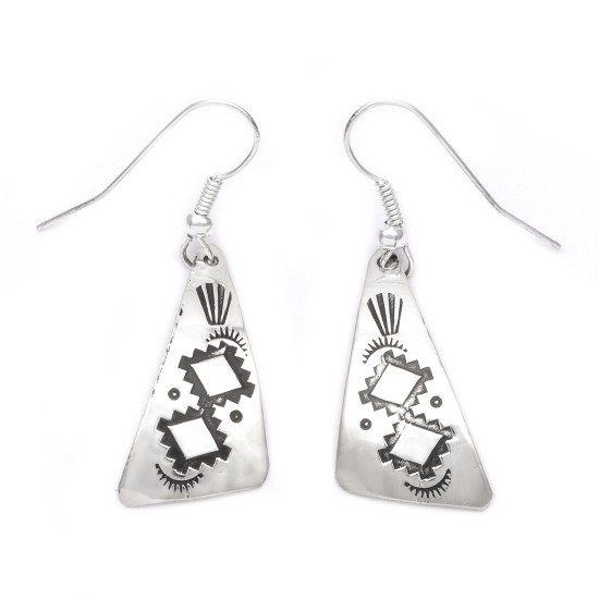 Sun Dimond .925 Starling Silver Certified Authentic Handmade Navajo Native American Earrings  27261-7