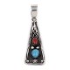 Sun Flower .925 Starling Silver Certified Authentic Handmade Navajo Native American Natural Turquoise Coral Pendent  18330