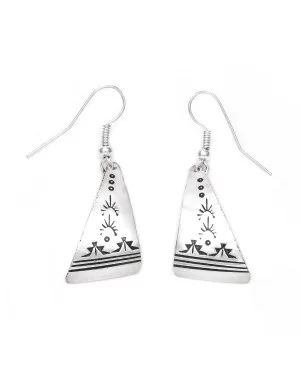 Sun Mountain .925 Starling Silver Certified Authentic Handmade Navajo Native American Earrings  27261-5