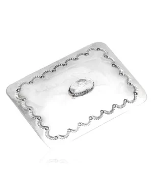 Sun Nickel Certified Authentic Handmade Navajo Native American White Howlite Buckle 1208-2