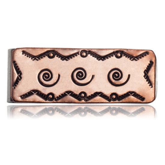 Swirl and Mountain Navajo Certified Authentic Handmade Pure Copper and Nickel Native American Money Clip 11267-5