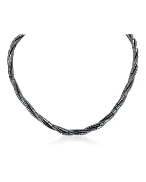 Twisted 3 Strand Certified Authentic Navajo .925 Sterling Silver Natural Hematite Native American Necklace 16053 Twisted 3 Strand Certified Authentic Navajo .925 Sterling Silver Natural Hematite Native American Necklace 16053