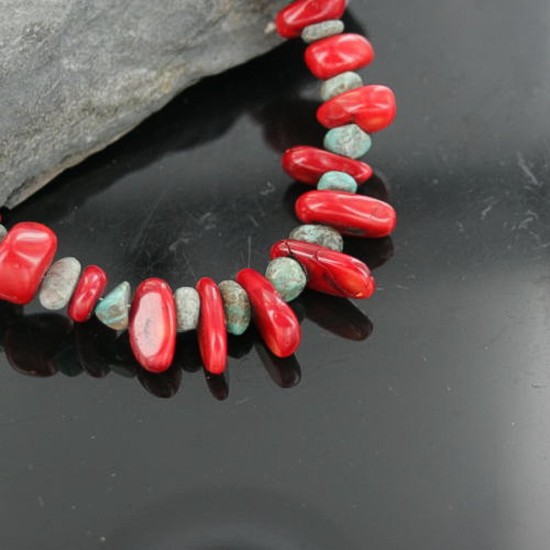 Certified Authentic Navajo .925 Sterling Silver Graduated Coral Turquoise Native American Necklace 370908773559 Certified Authentic Navajo .925 Sterling Silver Graduated Coral Turquoise Native American Necklace 370908773559