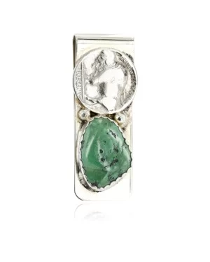 Vintage Style OLD Buffalo Coin Certified Authentic Navajo .925 Sterling Silver and Nickel Natural Turquoise Native American Money Clip 11248-1 Vintage Style OLD Buffalo Coin Certified Authentic Navajo .925 Sterling Silver and Nickel Natural Turquoise Native American Money Clip 11248-1