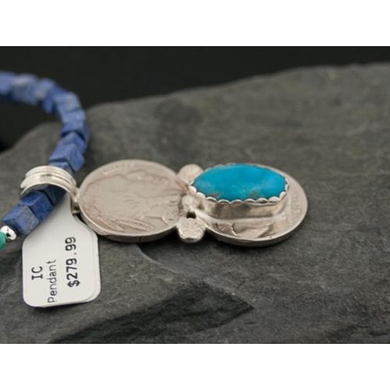 Vintage Style OLD Buffalo Coin Certified Authentic Navajo .925 Sterling Silver Natural Turquoise Native American Necklace 370843756290 Vintage Style OLD Buffalo Coin Certified Authentic Navajo .925 Sterling Silver Natural Turquoise Native American Necklace 370843756290