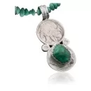 Vintage Style OLD Buffalo Coin Certified Authentic Navajo .925 Sterling Silver Natural Turquoise Native American Necklace 390615942433