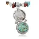 Vintage Style OLD Buffalo Coin Certified Authentic Navajo .925 Sterling Silver Turquoise Native American Necklace 370904626983