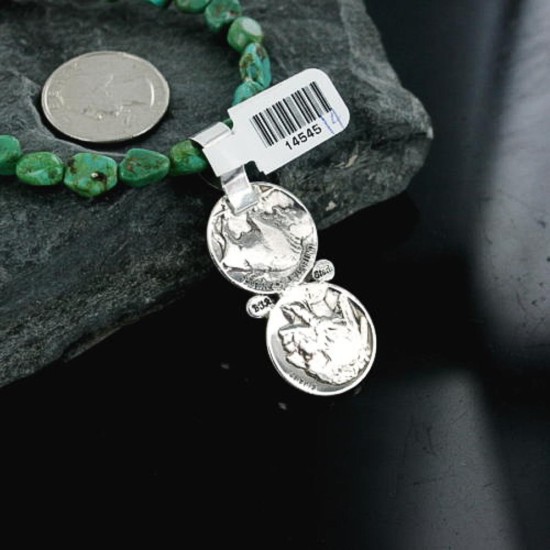 Vintage Style OLD Buffalo Coin Certified Authentic Navajo .925 Sterling Silver Turquoise Native American Necklace 370906002070 Vintage Style OLD Buffalo Coin Certified Authentic Navajo .925 Sterling Silver Turquoise Native American Necklace 370906002070