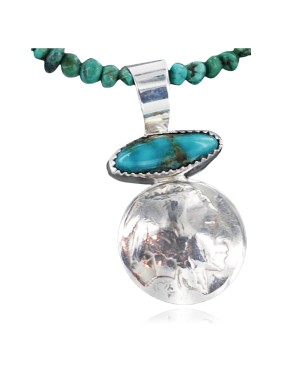 Vintage Style OLD Buffalo Coin Certified Authentic Navajo .925 Sterling Silver Turquoise Native American Necklace 370918104857