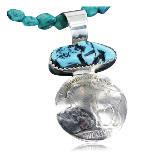 Vintage Style OLD Buffalo Coin Certified Authentic Navajo .925 Sterling Silver Turquoise Native American Necklace 370923230392 Vintage Style OLD Buffalo Coin Certified Authentic Navajo .925 Sterling Silver Turquoise Native American Necklace 370923230392