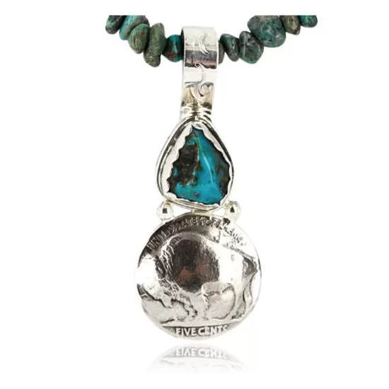 Vintage Style OLD Buffalo Coin Certified Authentic Navajo .925 Sterling Silver Turquoise Native American Necklace 371048883802 Vintage Style OLD Buffalo Coin Certified Authentic Navajo .925 Sterling Silver Turquoise Native American Necklace 371048883802