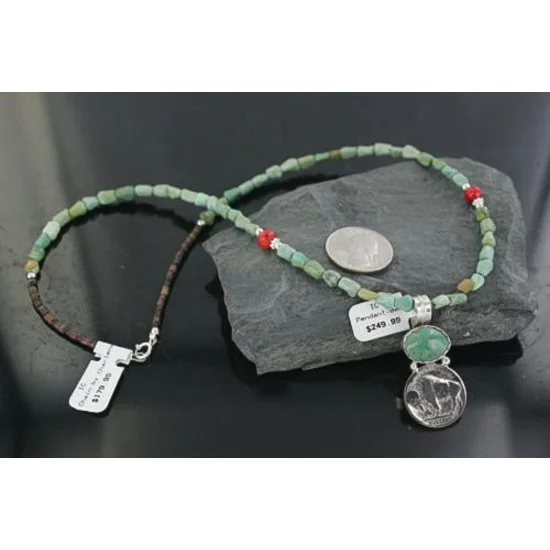 Vintage Style OLD Buffalo Coin Certified Authentic Navajo .925 Sterling Silver Turquoise Native American Necklace 390678083188 Vintage Style OLD Buffalo Coin Certified Authentic Navajo .925 Sterling Silver Turquoise Native American Necklace 390678083188