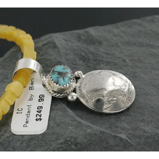 Vintage Style OLD Buffalo Coin Certified Authentic Navajo .925 Sterling Silver Turquoise Native American Necklace 390726660986 Vintage Style OLD Buffalo Coin Certified Authentic Navajo .925 Sterling Silver Turquoise Native American Necklace 390726660986