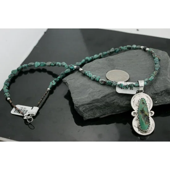 Vintage Style OLD Buffalo Coin Certified Authentic Navajo .925 Sterling Silver Turquoise Native American Necklace 390731829523