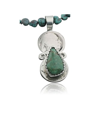 Vintage Style OLD Buffalo Coin Certified Authentic Navajo .925 Sterling Silver Turquoise Native American Necklace 390734510695