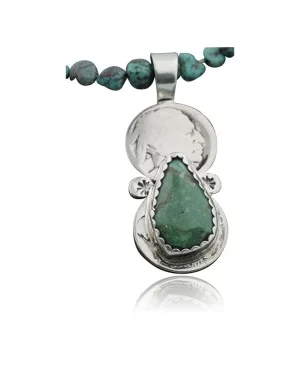 Vintage Style OLD Buffalo Coin Certified Authentic Navajo .925 Sterling Silver Turquoise Native American Necklace 390734510695