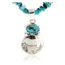 Vintage Style OLD Buffalo Nickel Certified Authentic Navajo .925 Sterling Silver Turquoise Native American Necklace 16022-2