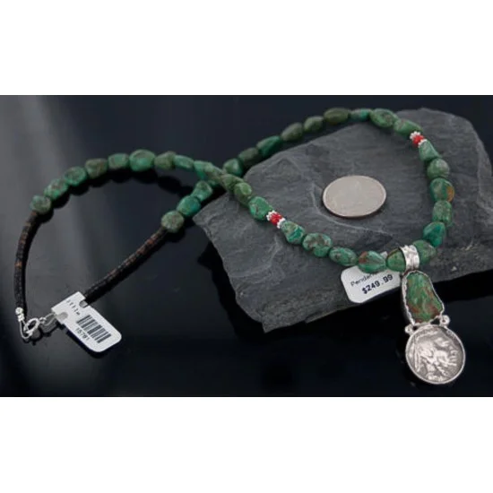 Vintage Style OLD Buffalo Nickel Certified Authentic Navajo .925 Sterling Silver Turquoise Native American Necklace 370890665979 Vintage Style OLD Buffalo Nickel Certified Authentic Navajo .925 Sterling Silver Turquoise Native American Necklace 370890665979