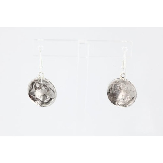 Vintage Style OLD Indian Head Certified Authentic Navajo .925 Sterling Silver Hooks Native American Earrings 390829383071
