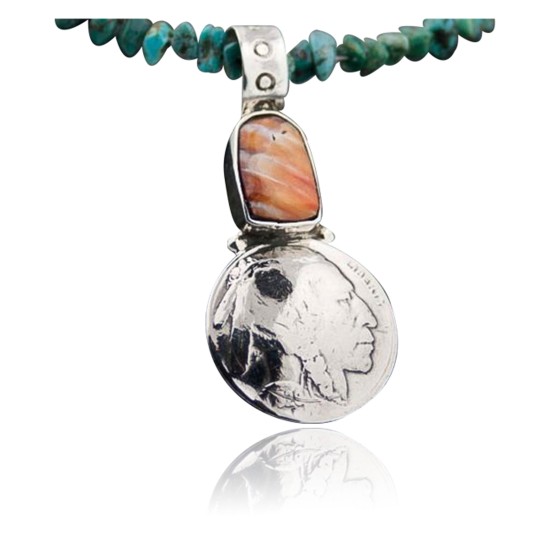 Vintage Style OLD Indian Head Certified Authentic Navajo .925 Sterling Silver Natural Turquoise and Spiny Oyster Native American Necklace 370815971774 Vintage Style OLD Indian Head Certified Authentic Navajo .925 Sterling Silver Natural Turquoise and Spiny Oyster Native American Necklace 370815971774