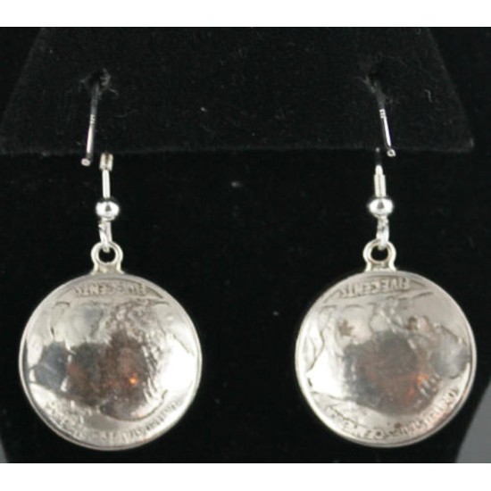 Vintage Style OLD Indian HeadCertified Authentic Navajo .925 Sterling Silver Hooks Native American Earrings 370968832440