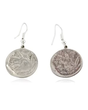 Vintage Style OLD Rusted Buffalo Nickel Coin Certified Authentic Navajo .925 Sterling Silver Dangle Earrings 27206