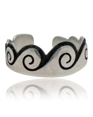 Water Wave .925 Sterling Silver Certified Authentic Hopi Native American Handmade Toe Ring 13234-2