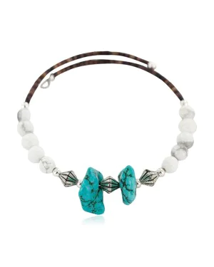 White Howlite, Magnesite and Heishi Navajo Certified Authentic Native American Adjustable Wrap Bracelet 13151-64